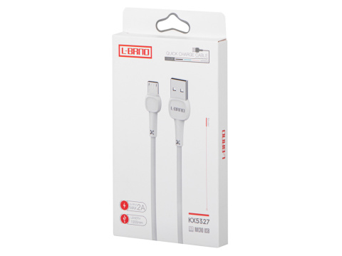 L-BRNO Kabel USB - micro USB ładowarka szybkie ładowanie Quick Charge biały 2A 100 cm